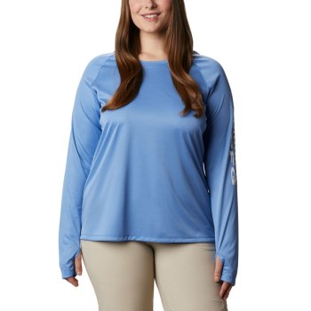 Columbia Ženske Majice S Kapuljačom - Tidal Heather Plus Size Plave Bijele | LQSY-16437